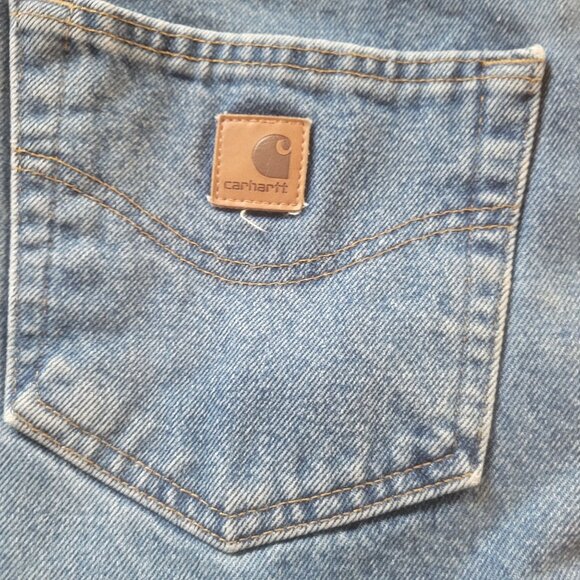 Carhartt Flannel-Lined Relaxed Fit Denim Jeans 42 X 30 Blue Cotton Mens Workwear - Picture 3 of 7